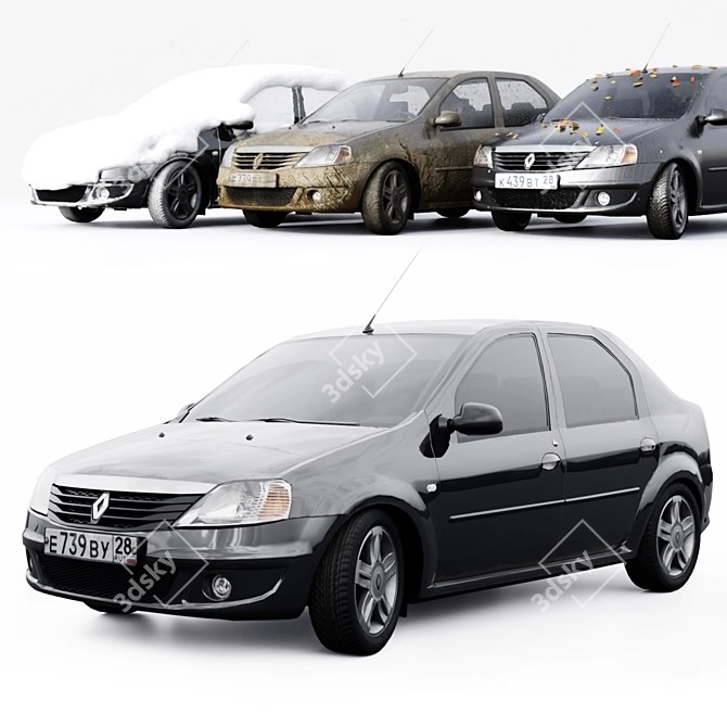 Renault Logan 2009 4-Seasons: Versatile and Efficient 3D model image 1