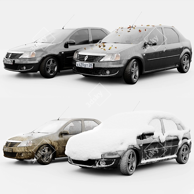 Renault Logan 2009 4-Seasons: Versatile and Efficient 3D model image 2