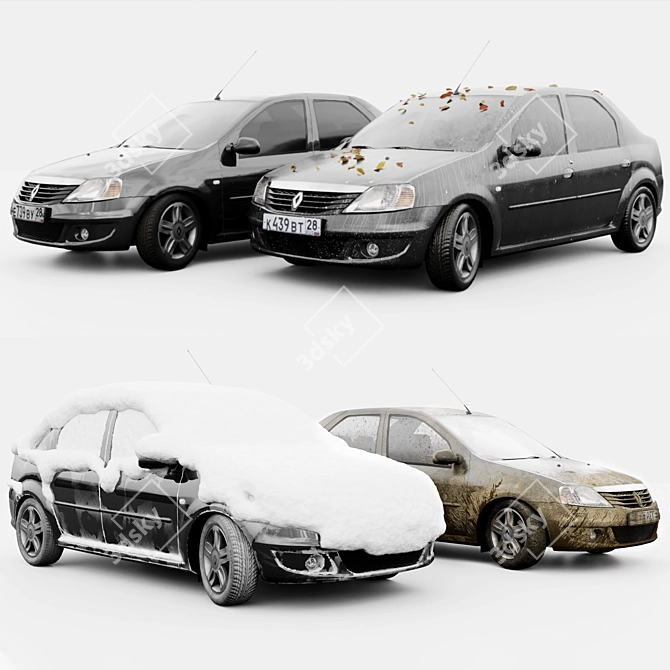 Renault Logan 2009 4-Seasons: Versatile and Efficient 3D model image 7