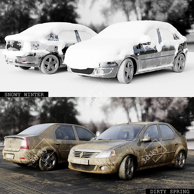 Renault Logan 2009 4-Seasons: Versatile and Efficient 3D model image 9