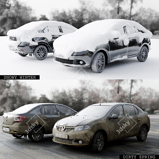 Renault Logan 2009 4-Seasons: Versatile and Efficient 3D model image 12