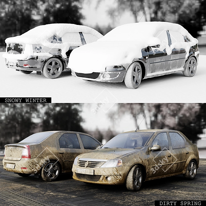 Renault Logan 2009 4-Seasons: Versatile and Efficient 3D model image 17