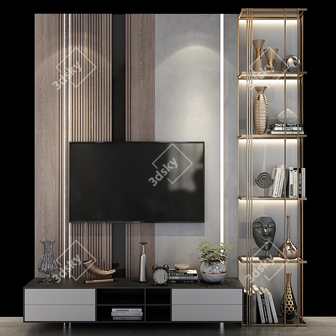 Sleek TV Wall Mount Set 3D model image 1