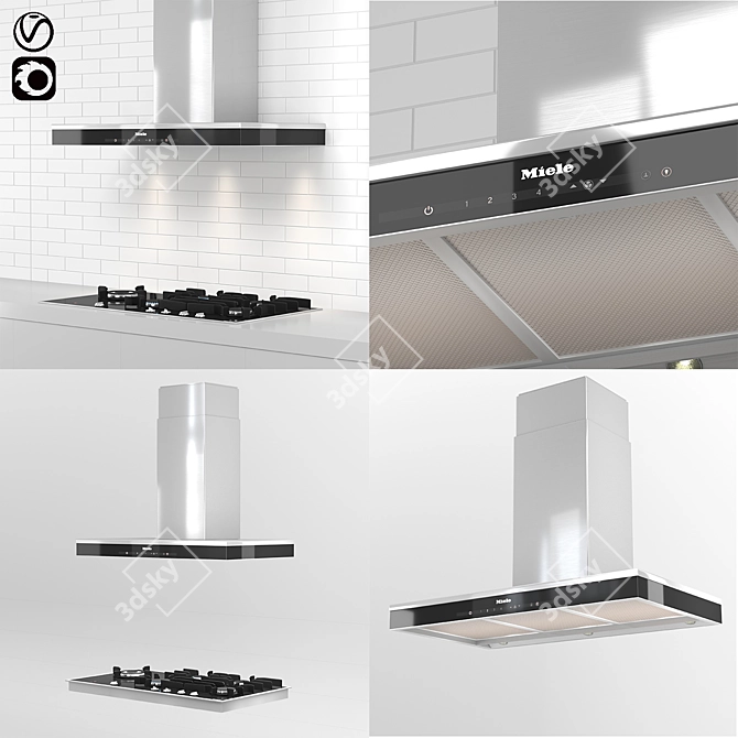 Miele Gas Cooktop & Puristic Hood 3D model image 10