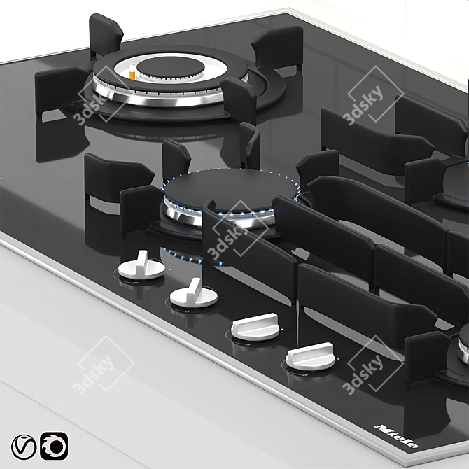 Miele Gas Cooktop & Puristic Hood 3D model image 12