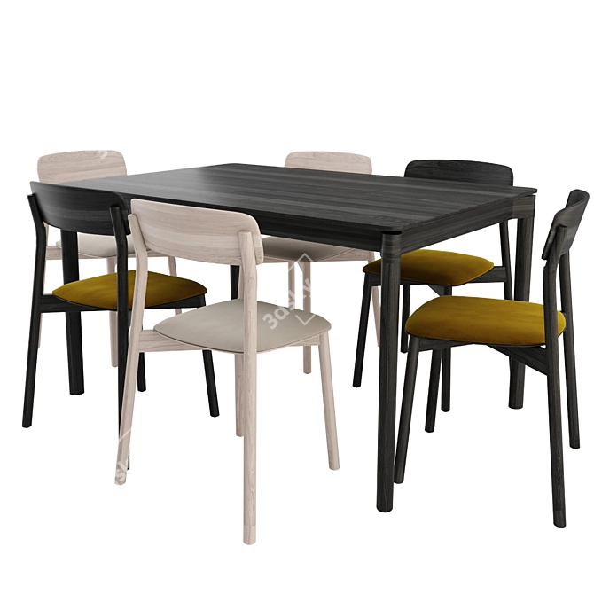 Sleek Lina Chair & Nordic Table 3D model image 2