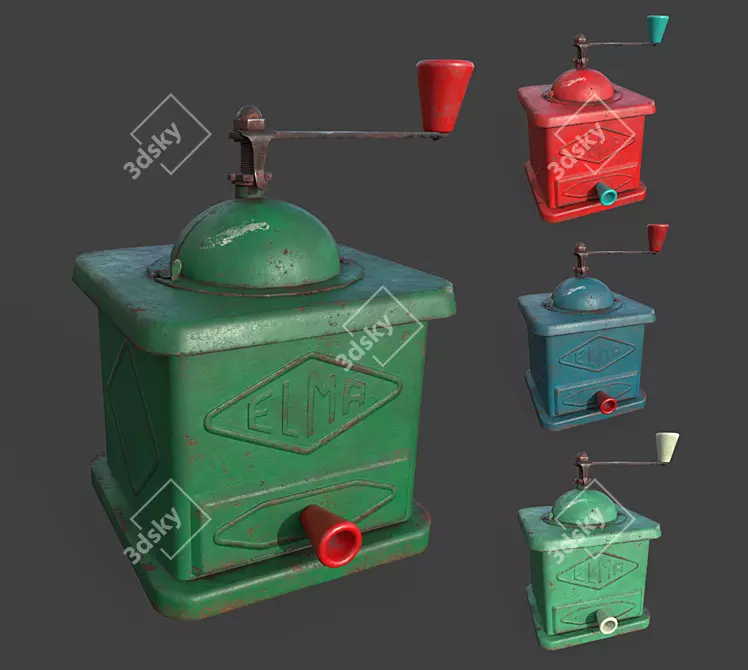 Retro Coffee Grinder: Vintage Charm 3D model image 1