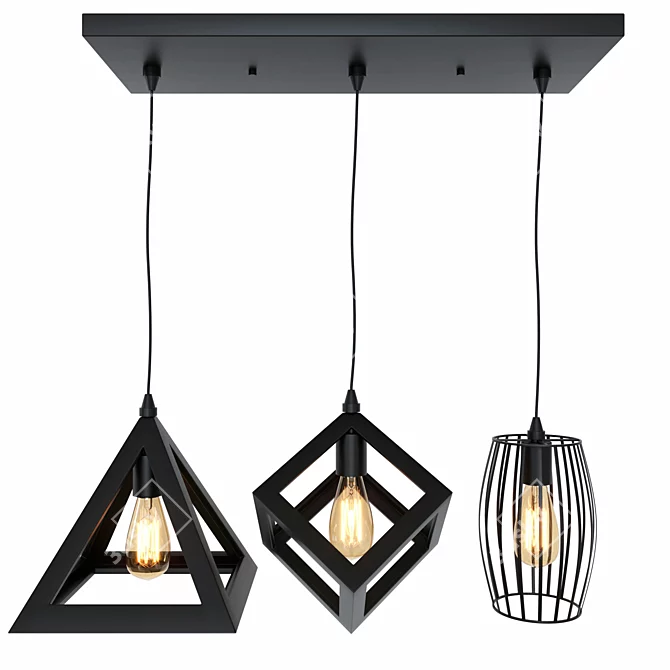 Nordic Pyramid Black Pendant Light 3D model image 1