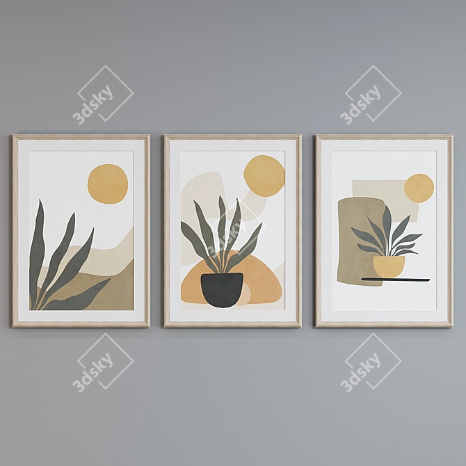 Modern Abstract Picture Frame Set 3D model image 3