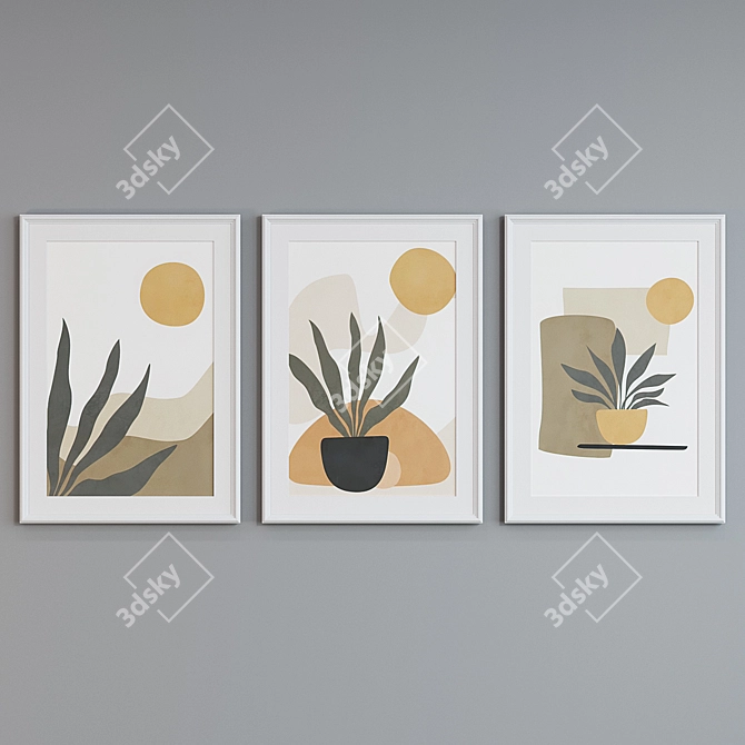 Modern Abstract Picture Frame Set 3D model image 4