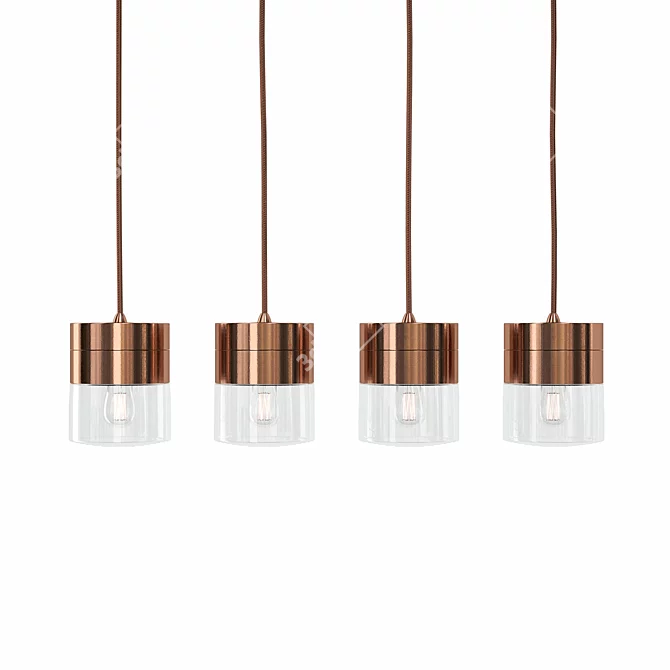 Sleek Satin Copper Pendant Light 3D model image 3