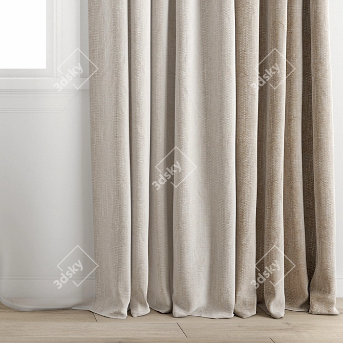 3D Curtain Model with Wind Effect 3D model image 4