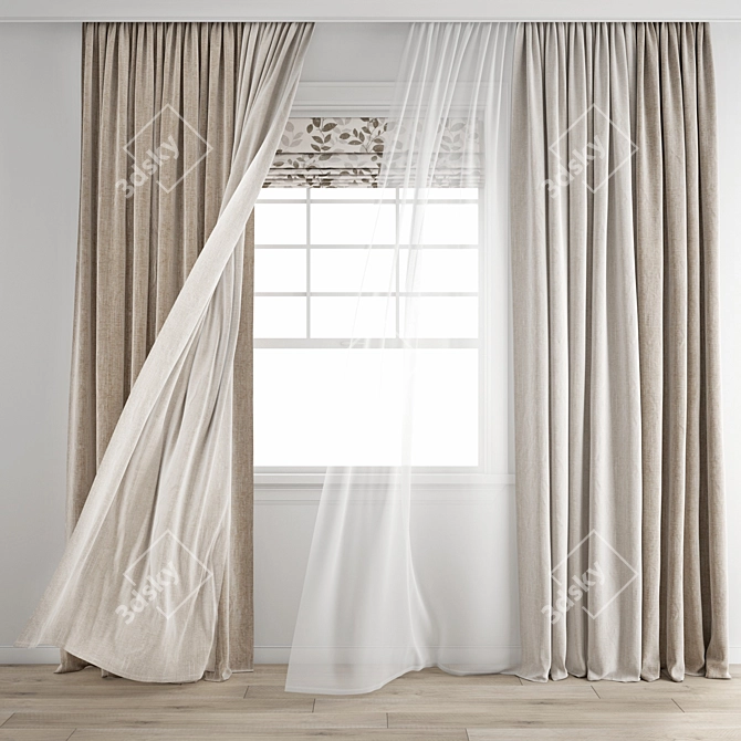 3D Curtain Model with Wind Effect 3D model image 7