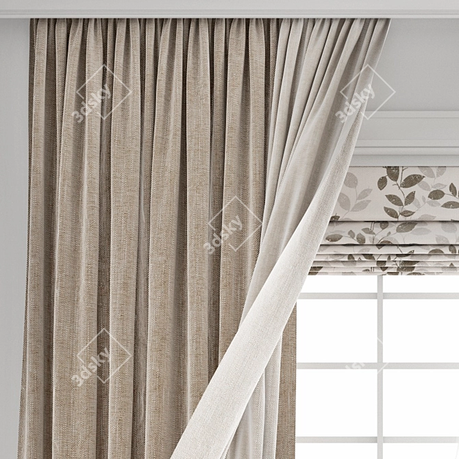 3D Curtain Model with Wind Effect 3D model image 8