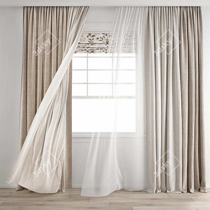 3D Curtain Model with Wind Effect 3D model image 13