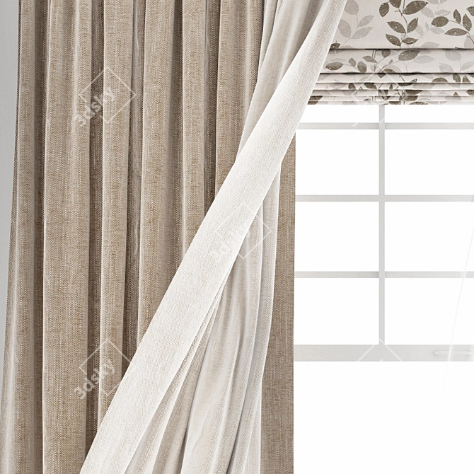 3D Curtain Model with Wind Effect 3D model image 14