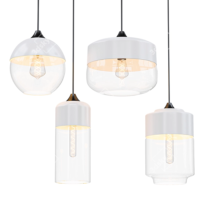  Nordic Glass Pendant Light 3D model image 1