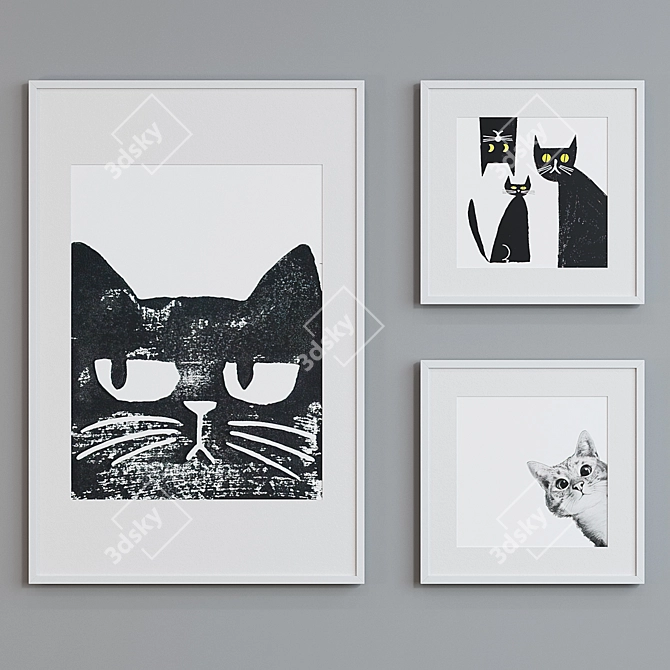 Modern Cat Picture Frame Set 3D model image 2