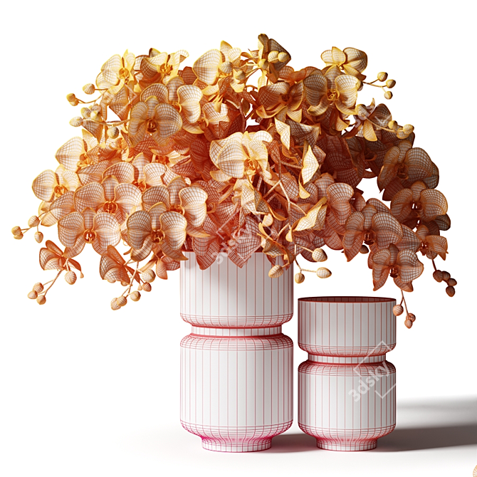Pink Orchid Bouquet in Beige Vase 3D model image 2