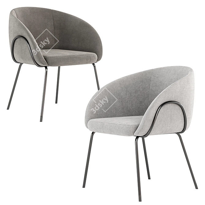 Modern Xander Fabric Dining Chair 3D model image 4