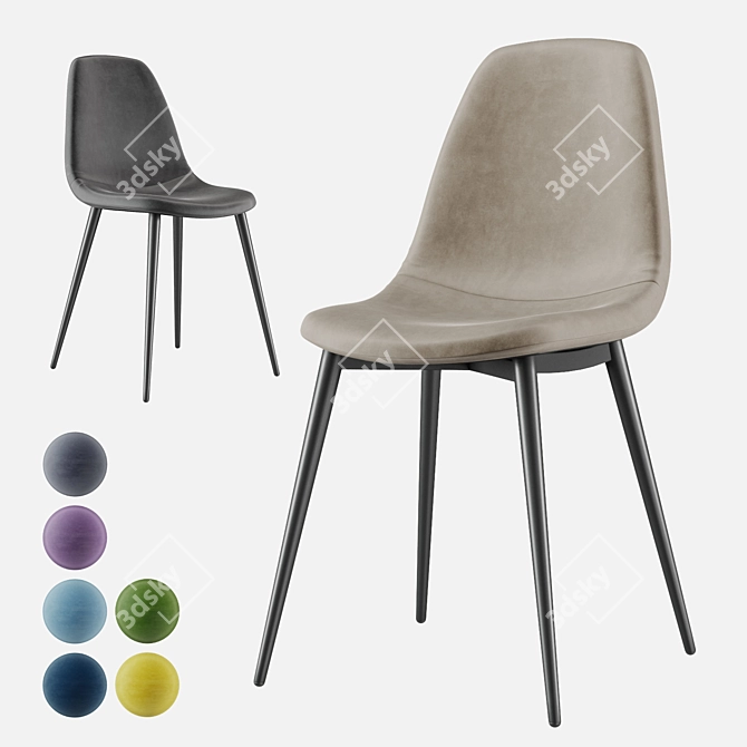 Elegant Velvet Chair: Norman Stool 3D model image 1