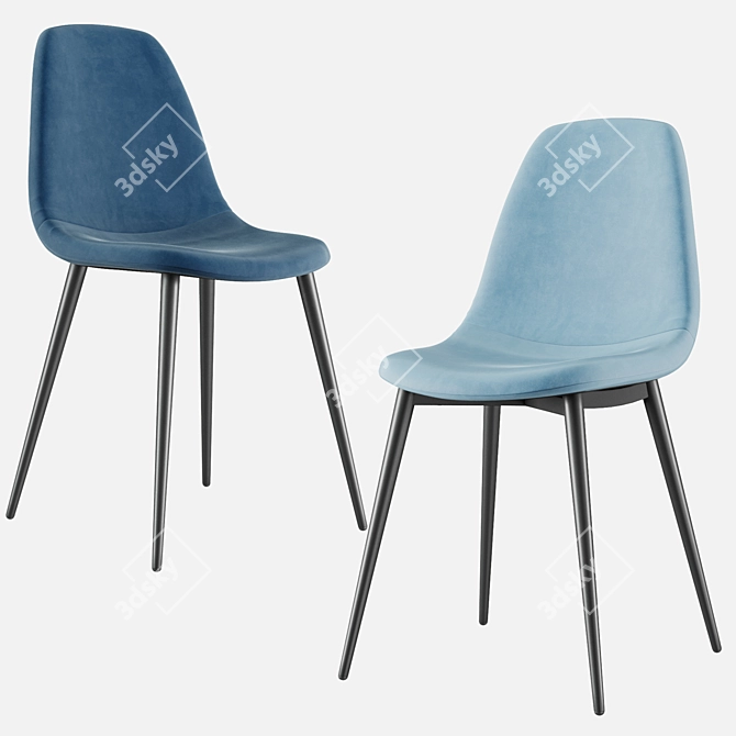 Elegant Velvet Chair: Norman Stool 3D model image 3