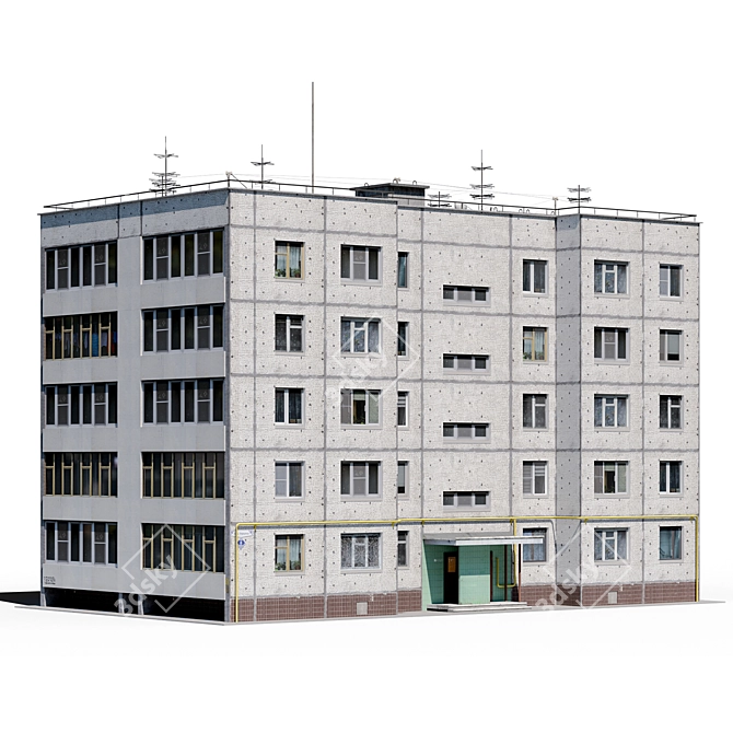 Soviet Panel House 121-14 (Low Poly) 3D model image 5