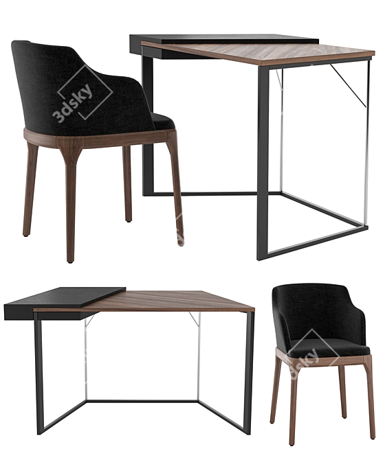 Modern Writing Set: LUVRA Desk and AF_KEDA Chair 3D model image 6