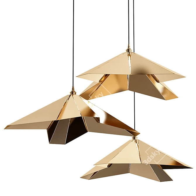 Sleek Brass Pendant Light 3D model image 1