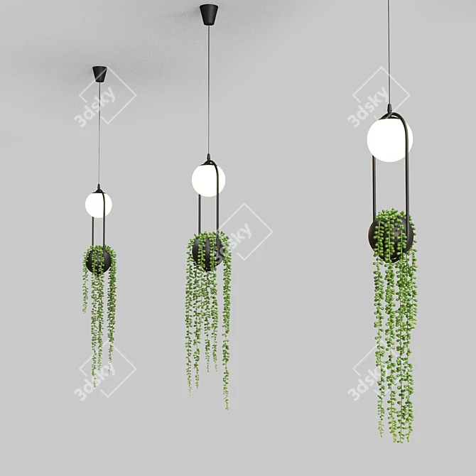 Nordic Sky Garden Lamp with Plant 3D model image 4