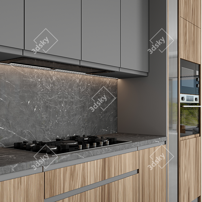 Sleek Island Kitchen: Modern, Functional, Stunning 3D model image 4