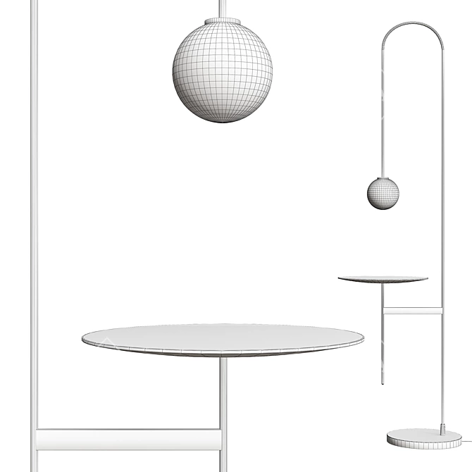 Modern Floor Lamp with Integrated Table 3D model image 3