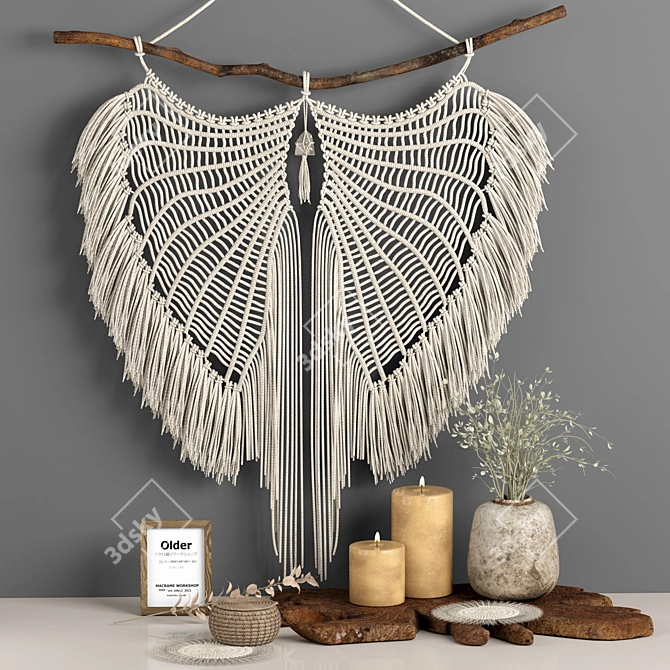 Boho Charm Macrame Decor Set 3D model image 1