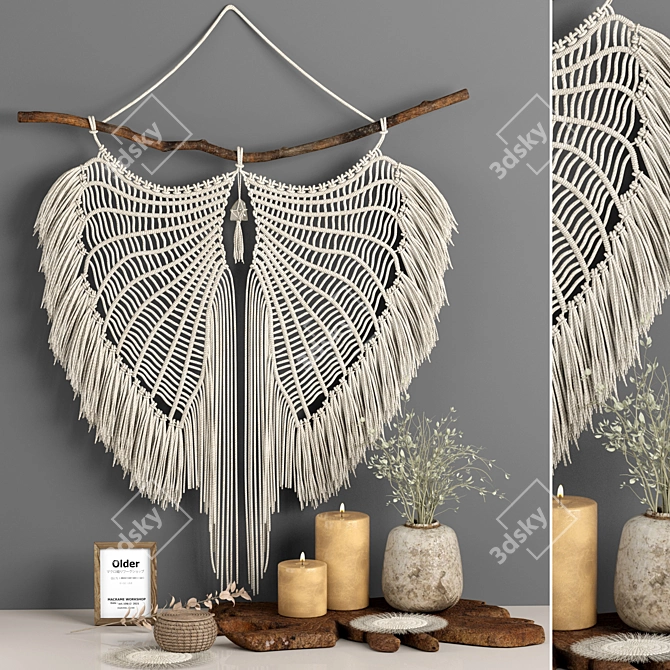 Boho Charm Macrame Decor Set 3D model image 2