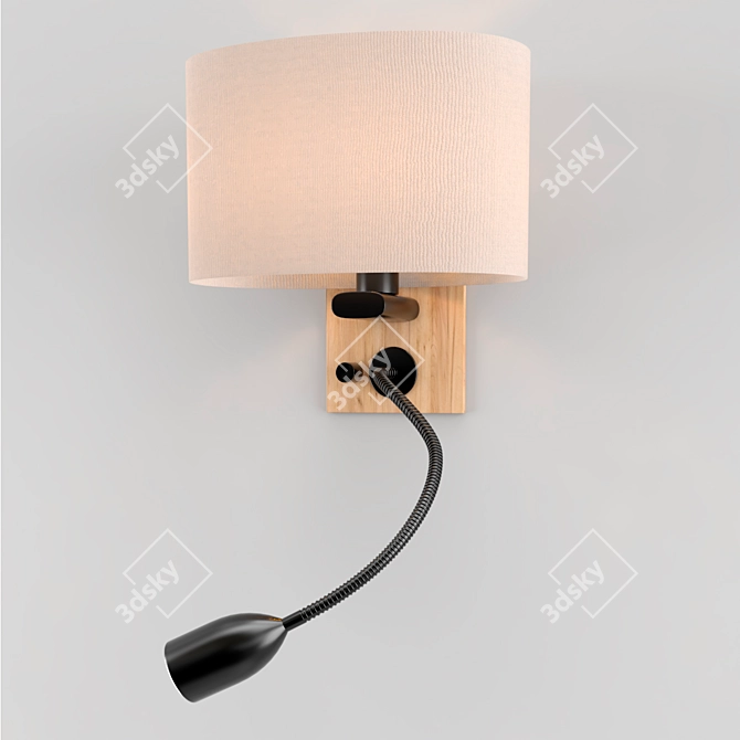 Contemporary White Fabric Wood Wall Lamp 3D model image 2