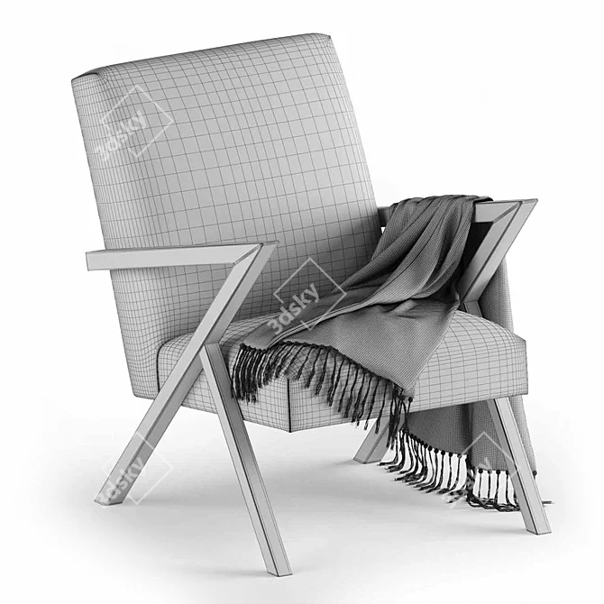 Vintage Beige Velvet Retrostar Chair 3D model image 4