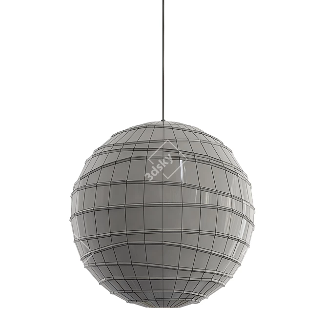 Minimalist Japanese Paper Pendant Lamp 3D model image 2