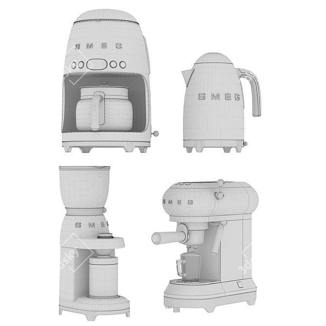 Sleek Smeg Set01 Kitchen Appliance 3D model image 7