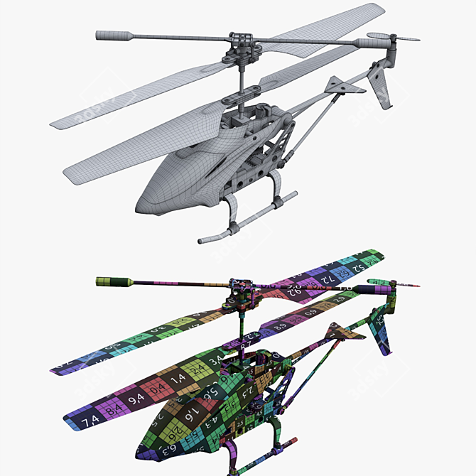 RC Mini Helicopter: Remote Control, PBR Textures, 3D Model 3D model image 5