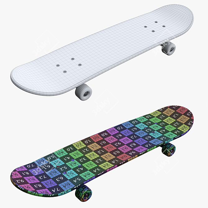 Pro Skateboard 02: High-Quality Textures, Precise Geometry 3D model image 4