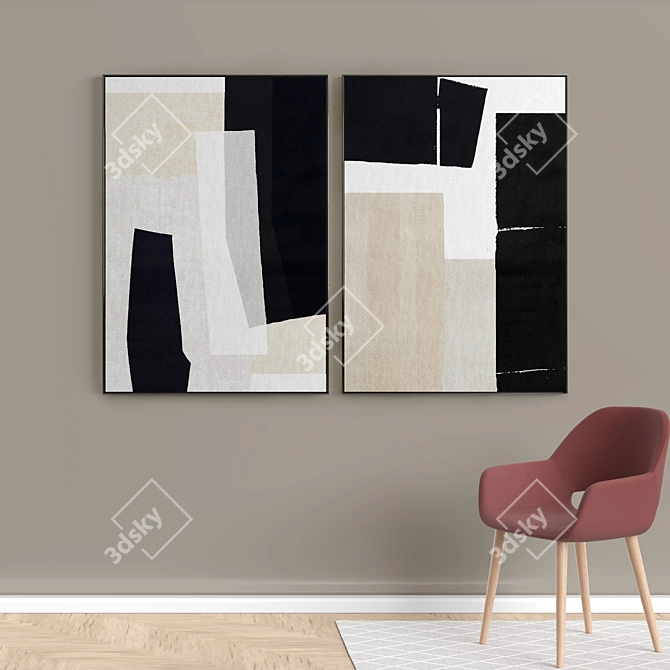 Elegant Frame Collection: Set of 2 with 5 Materials 3D model image 5