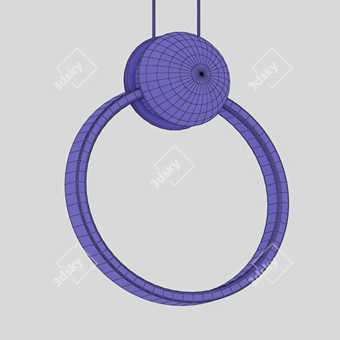 LED Ring Pendant Lamp with Decorative Metal Sphere 3D model image 2