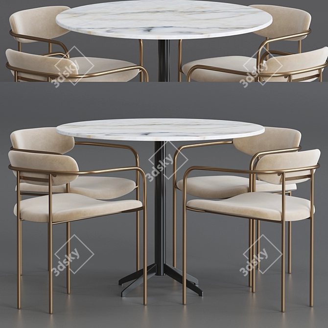 Parker Round Dining Table: Elegant and Stylish 3D model image 1