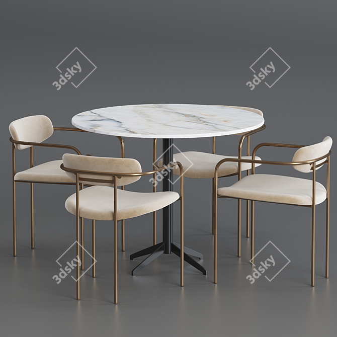 Parker Round Dining Table: Elegant and Stylish 3D model image 2