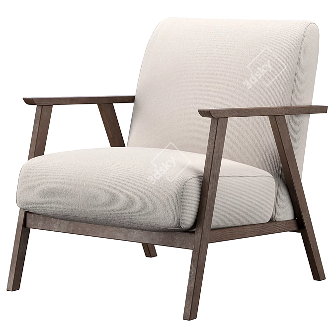 French Contemporary Cream Armchair 3D model image 1