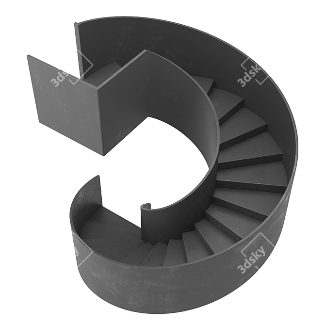 Sleek Metal Spiral Staircase 3D model image 2