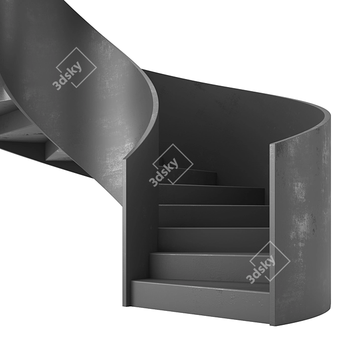 Sleek Metal Spiral Staircase 3D model image 3