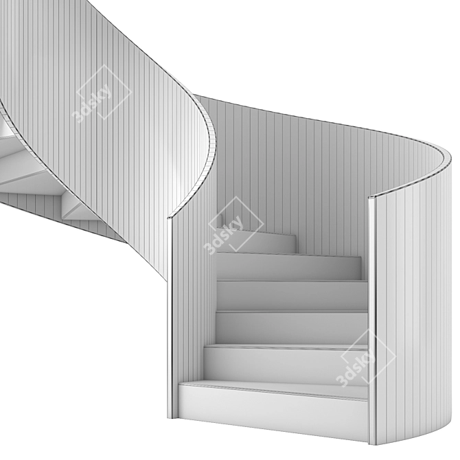 Sleek Metal Spiral Staircase 3D model image 4
