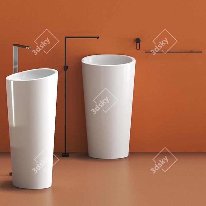 ALMOND Freestanding Washbasin: Elegant and Functional 3D model image 2