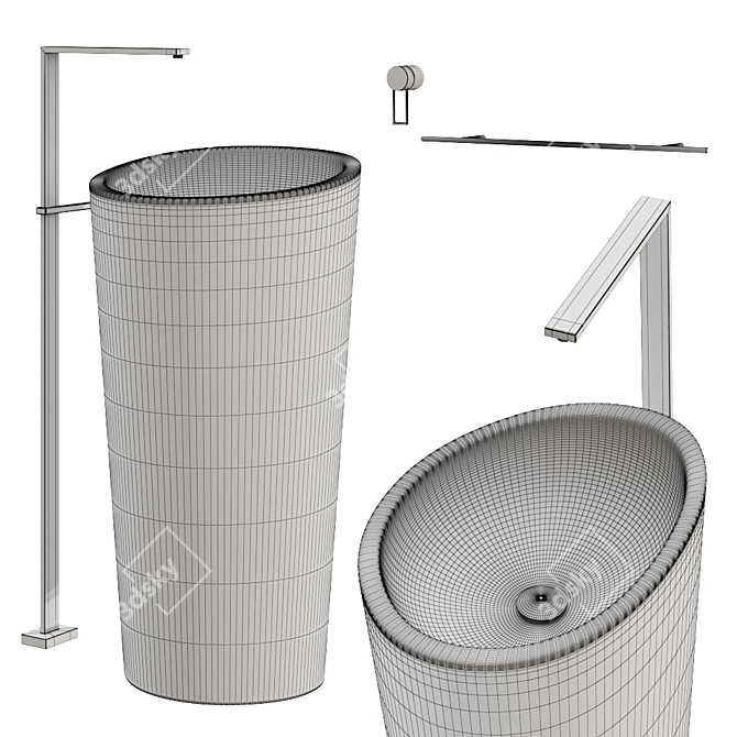 ALMOND Freestanding Washbasin: Elegant and Functional 3D model image 3